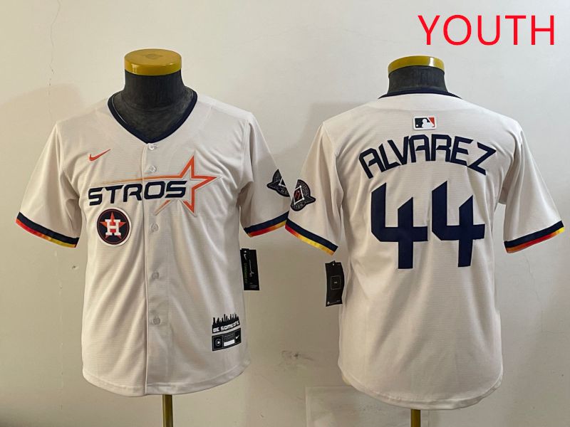 Youth Houston Astros #44 Alvarez Cream Three generations Joint Name 2025 Nike MLB Jersey style 4118